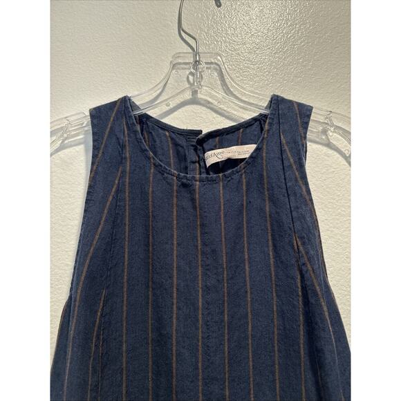 OTTOD’ AME Size 2 Striped Linen Romper Relaxed Pockets Coastal Boho ITALY Travel - Picture 3 of 6